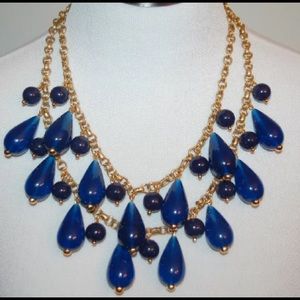 NWT J.Crew Tear Drop Chain Necklace Deep Navy